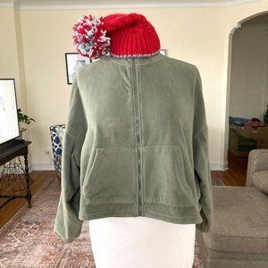 Women's Fabletics Fleece Full Zipper Jacket Size Plus 2X in Olive Green